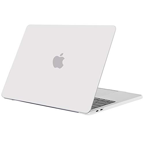 TECOOL Cover compatibile con MacBook Pro 15 Pollici 2019 2018 2017 2016 (A1990 A1707) con Touch Bar, Custodia Rigida Protettiva Sottile in Plastica Superficie Opaca, Bianco Traslucido