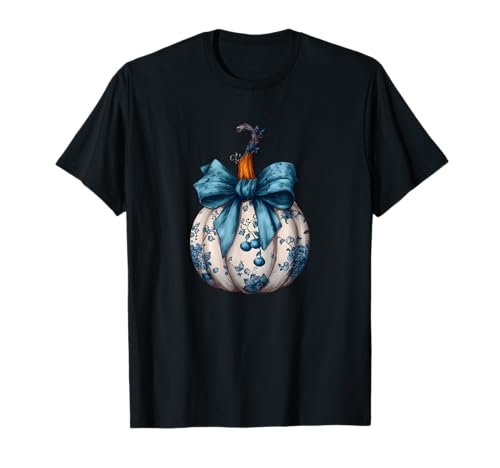 Cute Pumpkin Blueberry Floral Autumn Aesthetic T-Shirt
