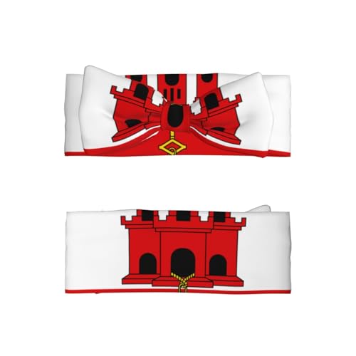 Flag of Gibraltar Baby Bow Headband. Comfortable baby headband, suitable for daily wear and photo props.2