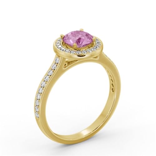 Rosie Collection Solitaire Round Pink Sapphire Halo Engagement Promise Ring in 925 Sterling Silver3