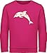 Tiermotiv Animal Print - Delfin Blumen Rose - 140 (9/11 Jahre) - Fuchsia - Blumen - JH030K - Kinder Sweatshirt Pullover für Jungen und Mädchen