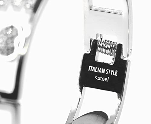 Flowers Bracciale Rigido Acciaio con Nome Vari e Zirconcini Sacchettino in tessuto Scritta nome ricoperta di strass Brillantissimi Bracciale a Manetta Donna Chiusura a molla Idea Regalo