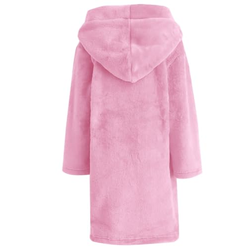 Image of Kids Bathrobe Hooded Plush Fleece Robe for Girls Boys