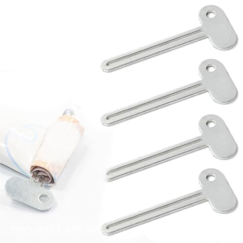 KEQAR 4 Piezas Exprimidor de Tubos de Acero Inoxidable Tubo Dispensador de Pasta de Dientes Metálico (Ahorra Pasta de Dientes, Cremas, Pintura, Pomadas, Sin Desperdicio ni Desorden)