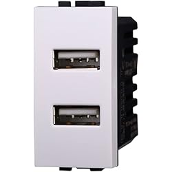Cargador Usb Bticino Módulo cargador de pared USB SANDASDON X2 2 puertos USB 5V 2,1A Compatible Bticino Living (Blanco)