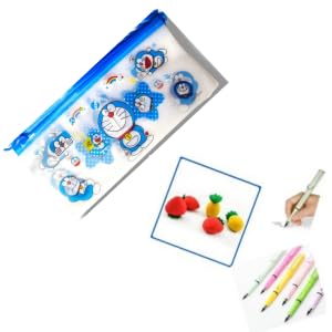 - (1pcs Zip Pouch) (8 PCS Reusable | Everlasting Technical Writing Pencils) (&esigner Eraser Set 8 pcs Fruit Shaped Eraser) - Stylish & Cute, Perfect for Kids & Artists Multicolor (to PCS 17)