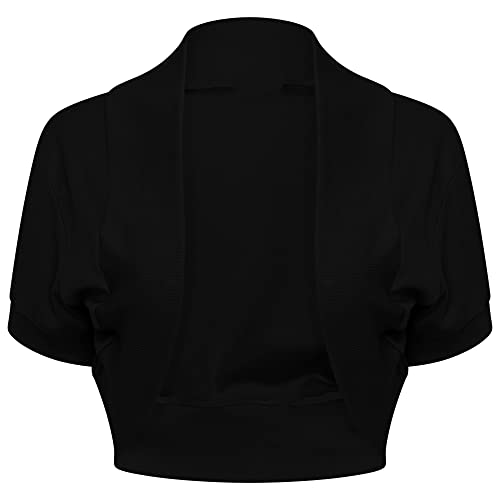 Loxdonz Women's Short Sleeve Shrug Open Front Cotton Cropped
