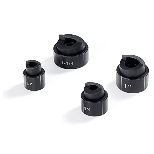 VEVOR Hydraulic Knockout Punch Kit, 4 Pieces 1/2", 3/4", 1", 1-1/4" Conduit Hole Cutter Set, Metal Sheet Driver Tools, KO Tool Kits for Aluminum, Brass, Stainless Steel, Fiberglass and Plastic