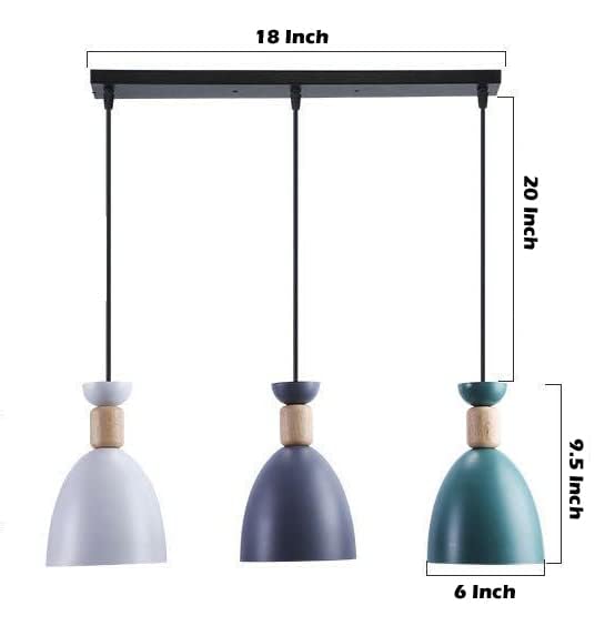 Image of Modern 3-Light Pendant Hanging Light for Ceiling, Aluminium Dome Hanging Lamp for Grey Green White, Linear Set