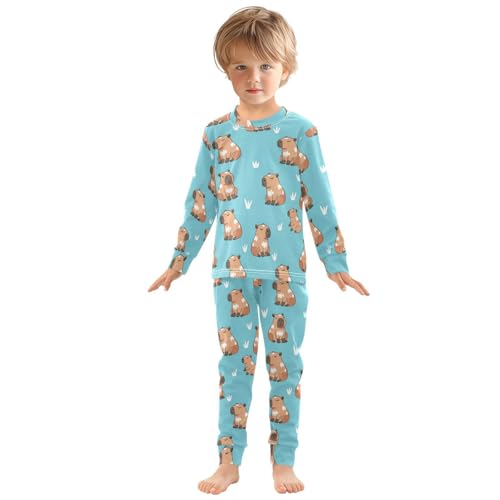 Pajama Sets Long Sleeve Cute Brown Animals Pattern Soft Comfy Sleepwear 2 Piece PJS 3-8T2
