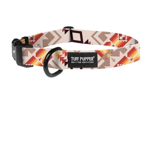 Image of Tuff Pupper Premium Adjustable Dog Collar for Large Boy & Girl Dogs, Stylish Pattern Collars Designed in USA, Quick Release Buckle, AztekSun Print, Large (1 Inch Wide x 18-26 Inch Neck)