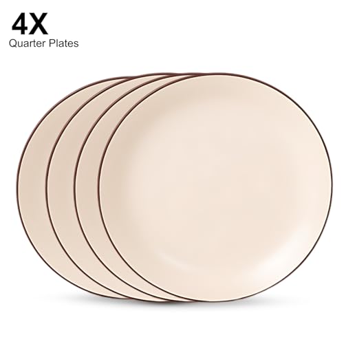 Image of Freakway Ceramic Small /Quarter Plates Set of 4 Pcs | Stoneware Appetizer /Side Plates (7.4 Inch) | Microwave Safe, Dishwasher Safe | Kitchen, Dining, Restaurants, Gifting | Ivory White