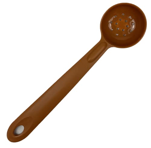 Rite-Size 3 oz. Perforated Round Circle Server Portion Utensil, Copolymer Plastic Heat Resistant Professional Cooking Tool, Brown