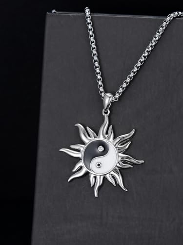 Sun Necklace for Men Women 925 Sterling Silver Eye of Horus/Yin Yang Sun Pendant Necklace Amulet Talisman Protection Amulet Jewelry Christmas Gift for Him Her 5