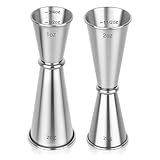 2 Pack Jigger for Bartending, 2 OZ 1 OZ Double Shot Cocktail Measure Jiggers, Stainless Steel Measuring Cup Bartending Supplies (Silver)