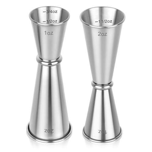 2 Pack Jigger for Bartending, 2 OZ 1 OZ Double
