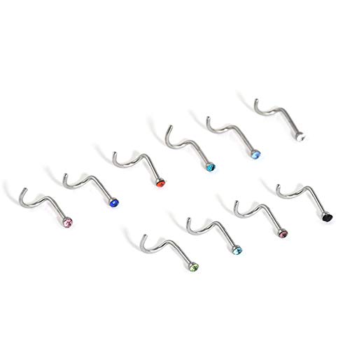LALANG 10Pcs/Set Round Crystal Nose Screw Studs Rings Nose Nail Party Accessories LALANG 10Pcs/Set Round Crystal Nose Screw Studs Rings Nose Nail Party Accessories