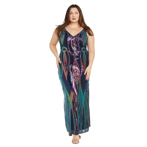 Image of Long Sleeveless Sequined Gown with Leg Slit