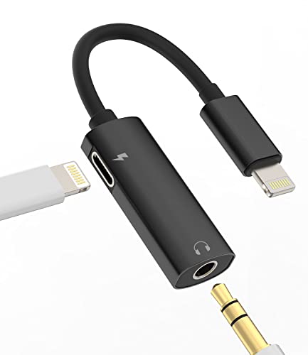 Iphone Adapter for Headphone Jack Lightning to 3.5mm AUX Charger Dongle Splitter Audio Adaptador Para 2in1 Cable Earphone MFI Certified Compatible With 7 8 X Xr 13 12 11 Pro Ipad Music Converter