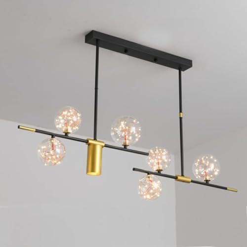 Chandelier LED 35W YangRy en verre bicolore noir et or pour salon