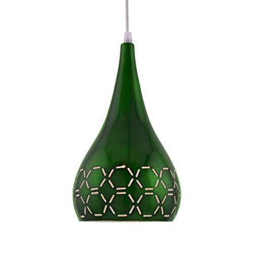 Image of Homesake Glossy Spining Top Hanging Pendant Lamp, Ceiling Light (Green, Cross-Cut)
