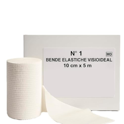 Umbra Medical Italy Visioideal Benda Elastica di Supporto – Latex Free – Bianca, Morbida e Conformabile – 5m o 7m – Per Garze, Bendaggi, Fisioterapia e Ossido di Zinco – Vari Formati (12cm x 5m)