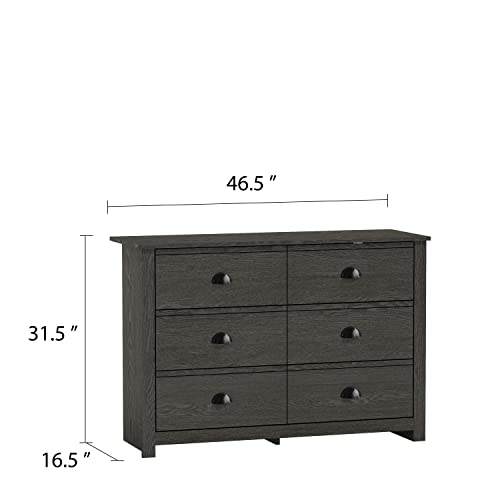 Galano Geodarno 6 Drawer Dresser - Dressers - Dressers & Chest Of Drawers - Dresser For Bedroom - Dresser Organizer - Tall Dresser - Wood Dresser - Dark Grey Oak #TOP2