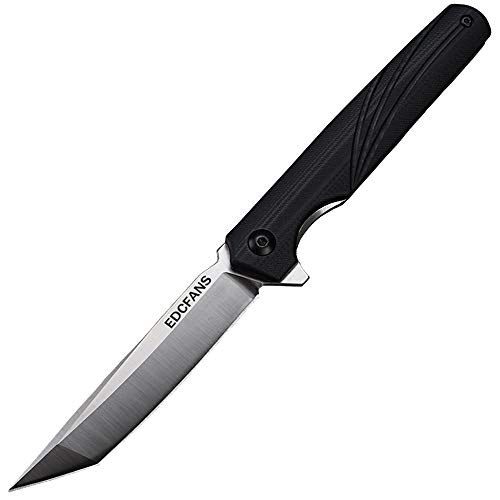 edcfans EDC Folding Pocket Knife: D2 Steel, G10 Handle, Tanto Blade, Deep Carry Pocket Clip for Everyday Carry, Cool Slim Knives for Camping