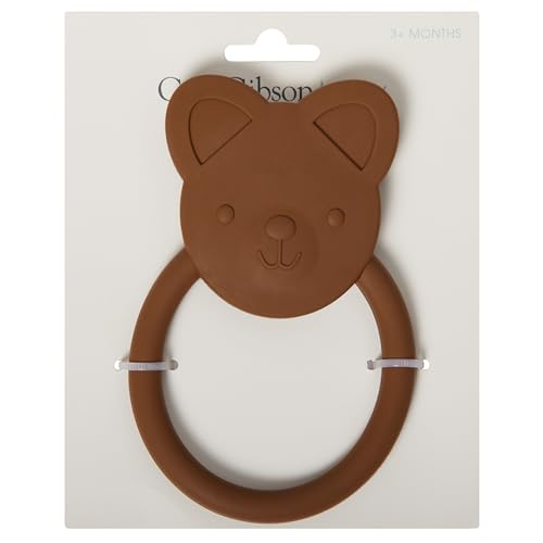 Image of C.R. Gibson 100% Food Grade Silicone Bear Baby Teether for Infants, 2.75 inch x 4.25 inch, Multicolor | 100% food-grade, Easy-grip ring, Raised texture, Lightweight, Supports sensory exploration
