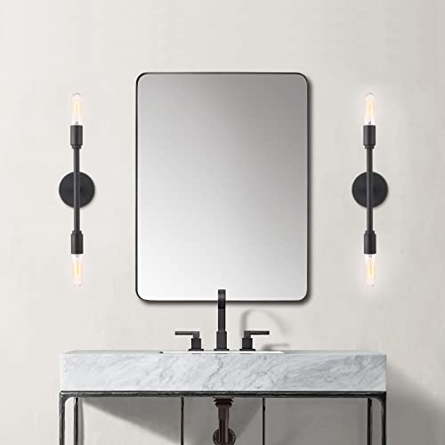 Phansthy 2 Light Vanity Light Matte Black Double Sconce Light For Hallway Kitchen Bathroom (Matte Black) #TOP2