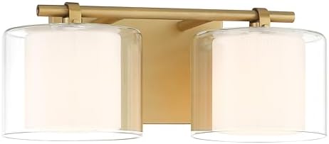 Minka-Lavery Seville 14.5" 2-Light Vanity - Legacy Brass with Clear and Etched Opal Glass (Bulb Not Included)