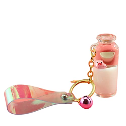 Baroti Cute Creative Kawaii Water Keychains Bracelet Milk Floating Animal Keychains Keyrings Boba Liquid Key Chains For Girls Women (Pink Pig) #TOP12