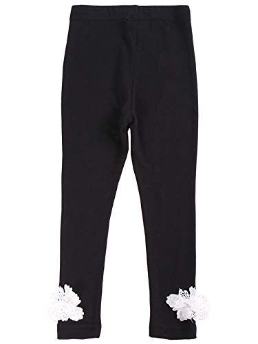 BONNY BILLY Leggings Negros Niña Pantalones Algodón Otoño Invierno con Flores 7-8 Años Negro