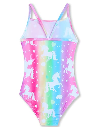 Nokecina Girls Swimsuits One-Piece Bathing Suits Multicolor Kids Sport Summer Beach Swimwear for 2-10 Years Old