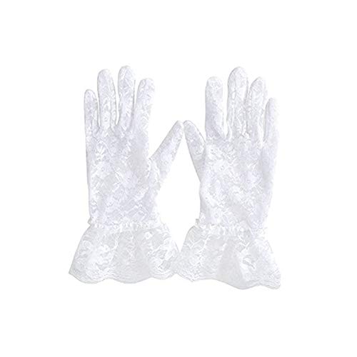 White Lace Gloves Women Ladies Elegant Short Sun Protection Lace Glove, Princess Dress Gloves for Wedding Dinner Party2