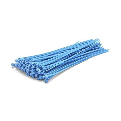 Cableties.co.uk Multi-Use Heavy Duty Bright Fluorescent Blue Cable Ties, 200mm x 4.8mm Premium Neon Nylon Zip Ties, 100 Pack, Indoor/Outdoor, Wire Management, Cable Tidy Under Desk, Gardening, DIY