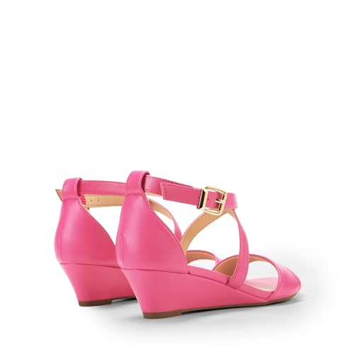 Image of DREAM PAIRS Women's Low Wedge Sandals Ankle Strap Heel Sandal Open Toe Wide Dress Summer Shoes