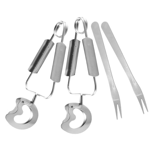 HOMOBABE 2sets Stainless Steel Clip Escargot Tongs for Snails Appetizers Tea Bag Ice Serving Kitchen Utensil Fork