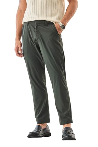 Image of SNITCH Men Trousers | Slim Fit Mid Rise Solid Design | Rayon Blend with Medium Stretch & Smooth Texture | Button & Zip Closure for Casual & Office Wear