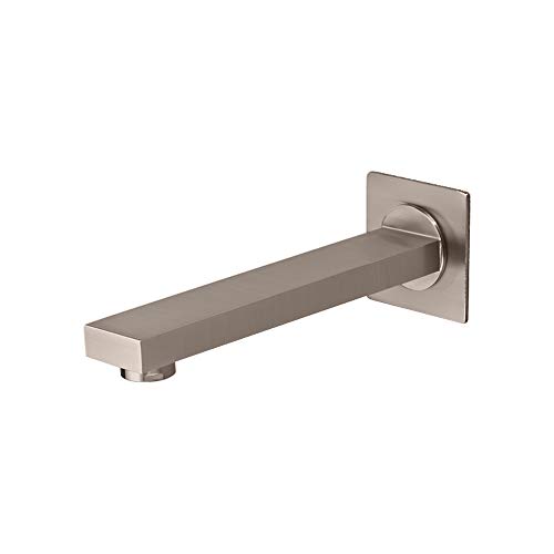 JiaYouJia Solid Brass Wall Mounted Square Tub Filler Spout in Brushed Nickel
