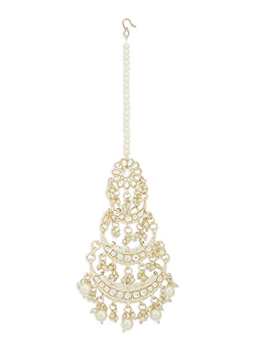 Zaveri Pearls Gold Tone Traditional Kundan Layered Crescent Maangtikka For Women-ZPFK13567