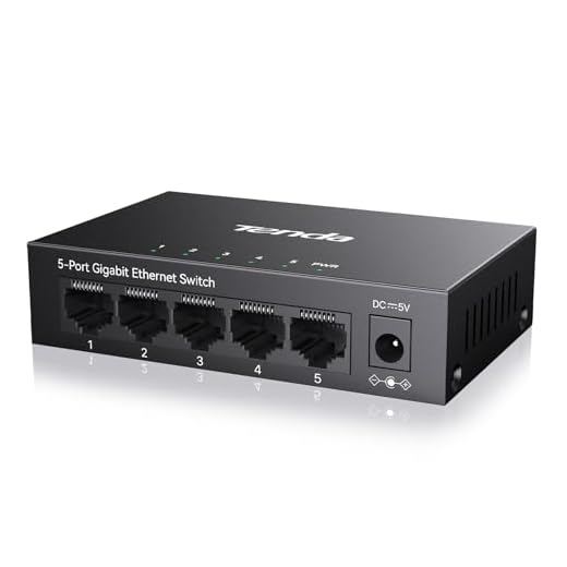 Tenda TEG1005D Switch Ethernet de 5 Puertos RJ45 Gigabit 10/100/1000 Mbps (IGMP Snooping, QoS, Carcasa metálica, MDI/MDIX automático, Protección contra Rayos 6 KV, Plug and Play, Modo Full Duplex)