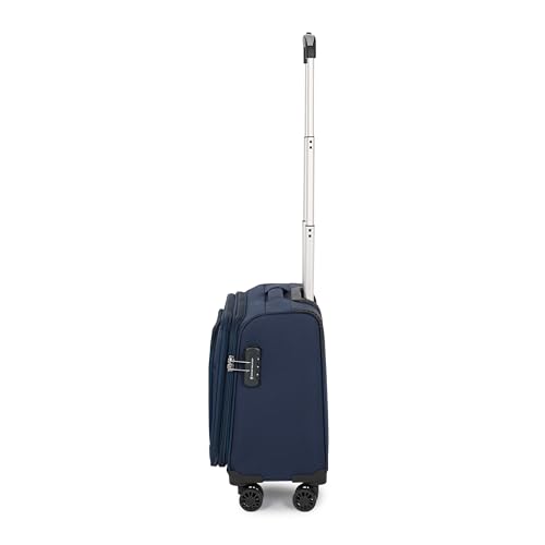 Image of SWISS MILITARY Parker Pro 48L Laptop Overnighter Trolley Bag 15.6 inch Business Cabin Luggage with 360 Degree Wheels Aluminum Trolley Utility Pockets Office Commutes Business Trips Airport Travel Navy