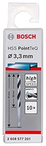Bosch Professional 10 Stück HSS Spiralbohrer PointTeQ (für Metall, 3, 3 x 36 x 65 mm, Zubehör Bohrschrauber)