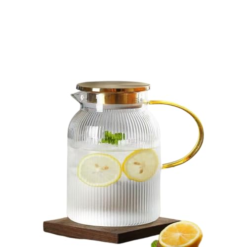 qingshenyi ティーポット 耐熱ガラスティーポット 冷蔵庫 ポット ドリンクピッチャー 保冷 温かいお茶、冷たいお茶、コーヒー、ミルクに適しています 大容量 ガラスポット 透明 お手入れ簡単 コーヒー急須 飲食店 お店用 便利 洗いやすく キッチン