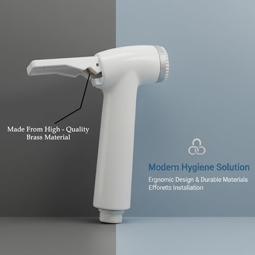 Image of Acetap Plastic White Polished Handheld Bidet Sprayer - Durable High-Pressure Plastic Hygiene Spray with Smooth Trigger & Leak-Proof
