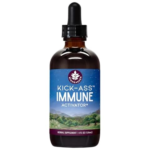 WishGarden Herbs Kick-Ass Immune Activator - Herbal Immune Support Supplement for Adults, Plant-Based Immune Booster & Immune Defense w/Echinacea & Goldenseal, Rapid Immunity Boost Formula, 4oz Cover