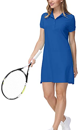 Mofiz Women's Golf Dress Short Sleeve Solid Fast Dry Cute School Uniform Dress For Girl Blue L #TOP1