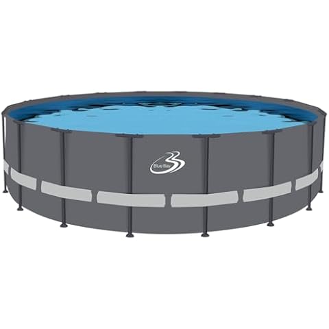 Bluebay 15 ft, 48 inch Pool | SoftSided Pool Grey/White Tubing | Heavy-Gauge PVC Reinforced with Polyester | Heavy-Duty Metal Frame | Frame Ladder Matching Pool Cover, EZ Clean 100 Filter by Aqualoon Cover
