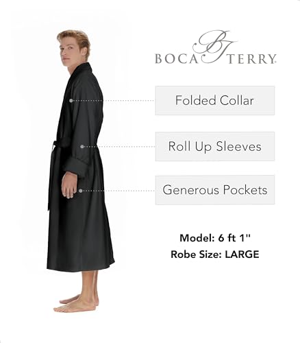 Image of Men's Luxury Hotel Robe by Boca Terry, Microfiber Spa & Resort Bath Robe | Soft, warm hotel-style bathrobe, full length